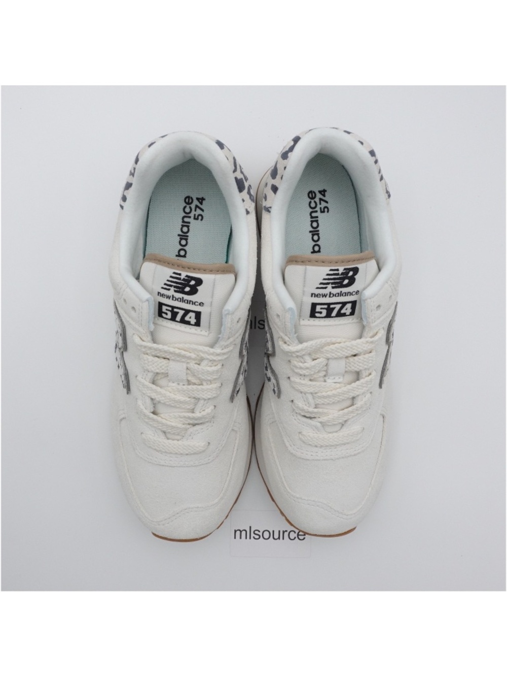 NEW Women's New Balance 574 Sneakers WL574XD2 Sea Salt/Leopard/Gum - Picture 3 of 13